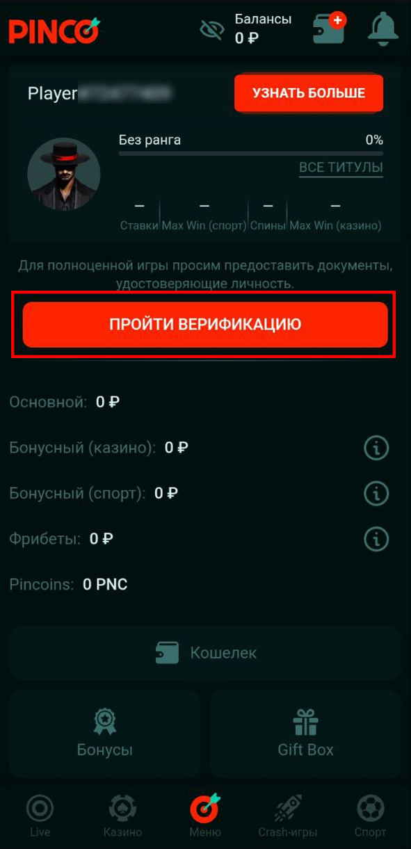как пройти верификацию в Пинко верификация Pinco